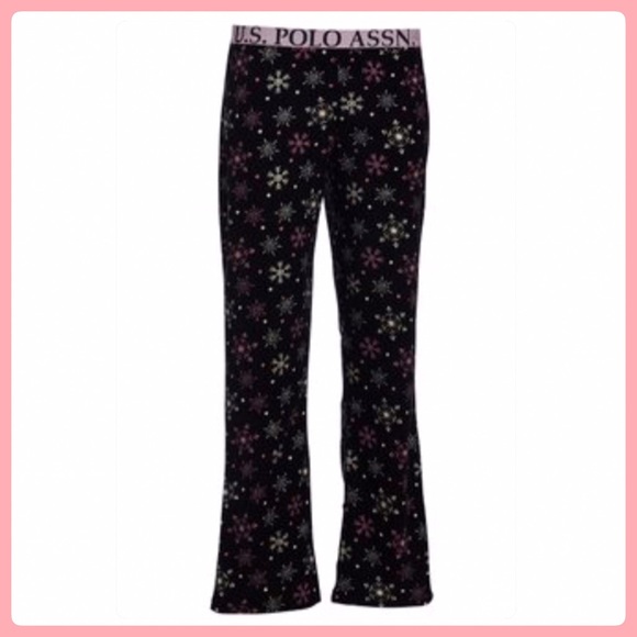 NWT  Black/Pink Snowflakes U.S. Polo Pajama Pants - Picture 6 of 11